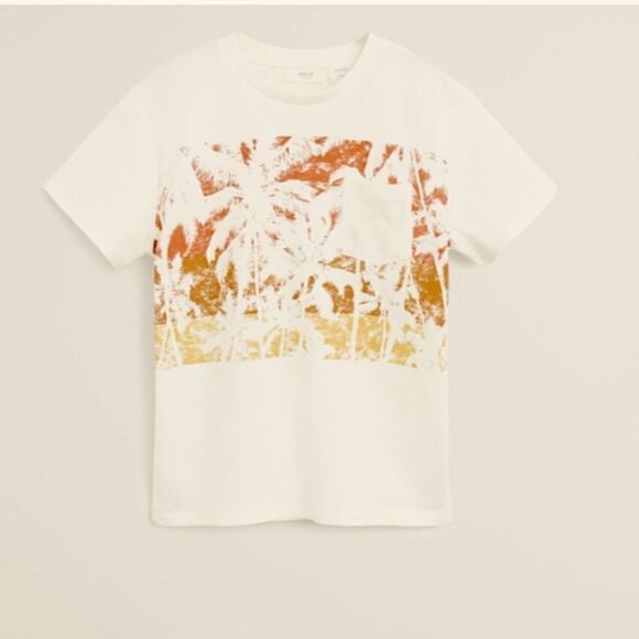 Mango cotton graphic palm tree T-shirt size 8 - Picture 1 of 8